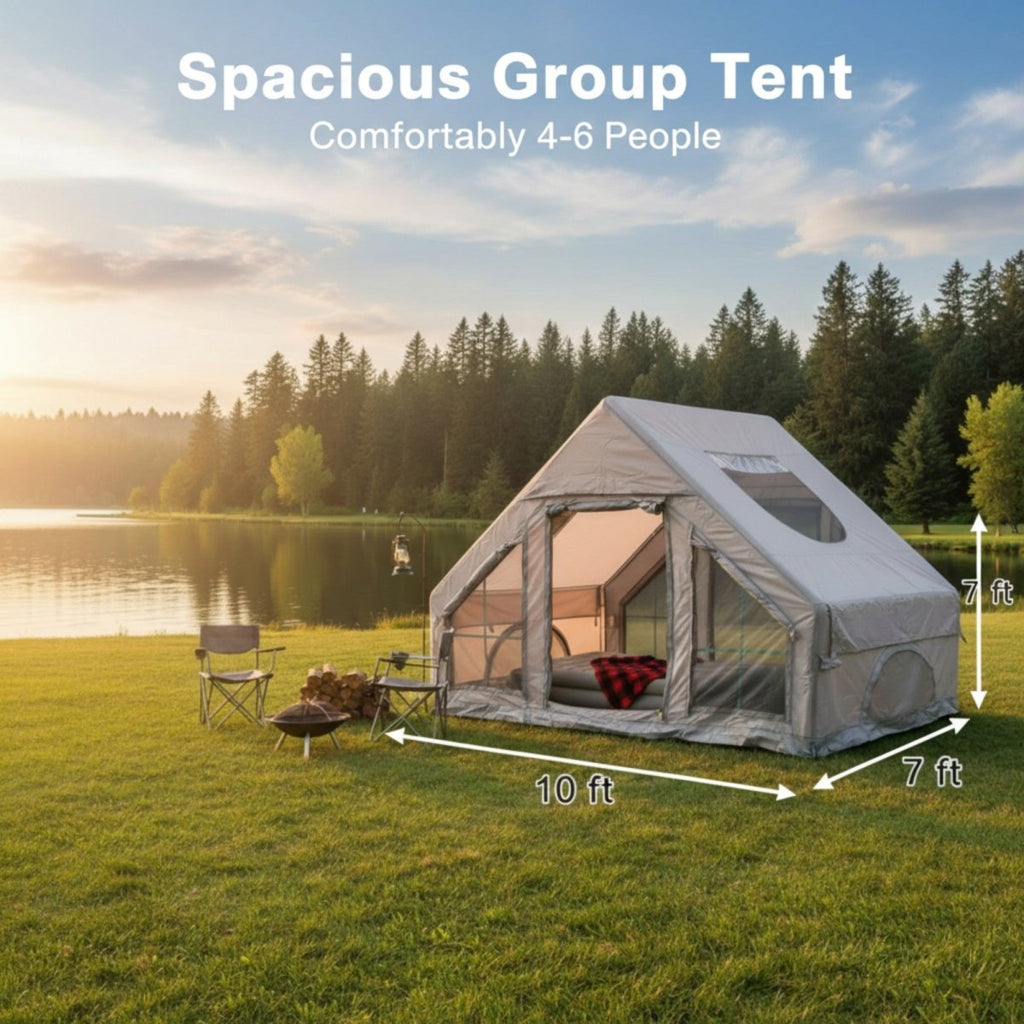 4-6 Person Inflatable Glamping Tent for Family Outdoor, spacious room