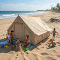 12m² Inflatable Cabin Tent for 6-8 Person, Stand-Up Height, Easy Setup Family Glamping Air Tent