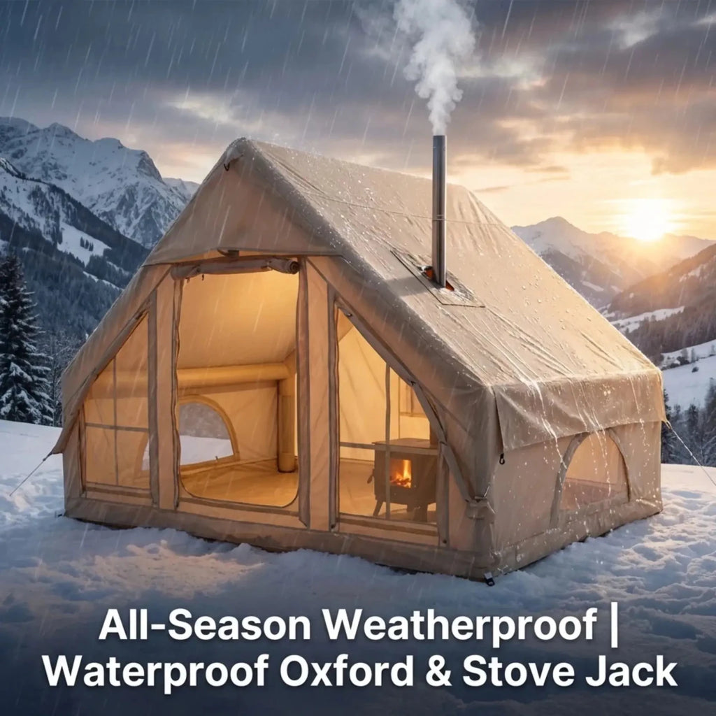 4-6 Person Inflatable Glamping Tent for Family Outdoor, stove jack