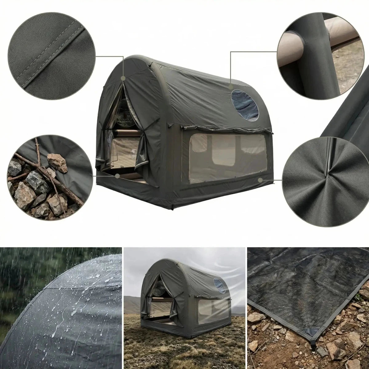 4-6 Person Glamping Dome Air Tent, Inflatable Cabin Tent for Camping